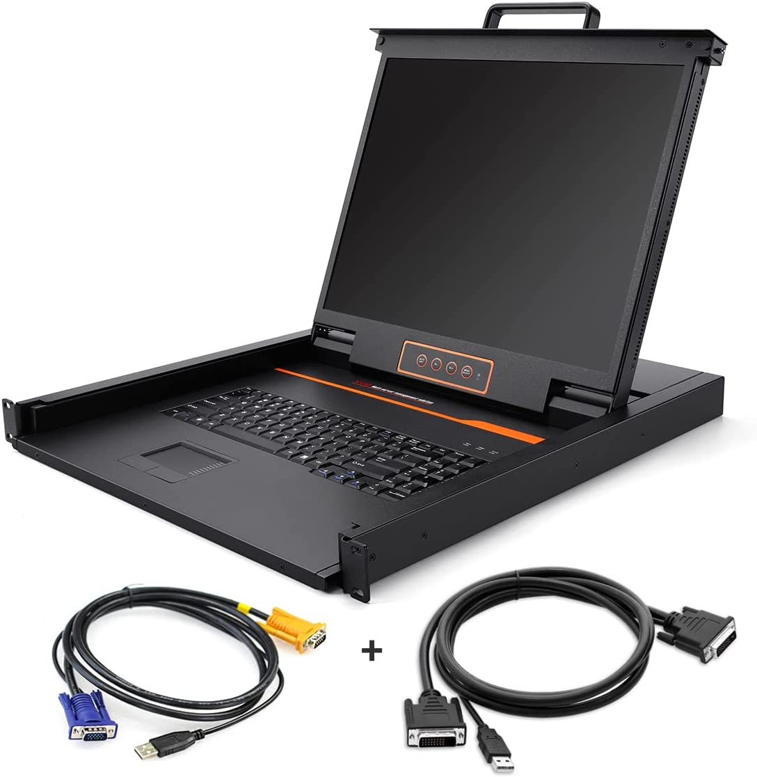 19" / 17'' 1 Port Rackmount Single Rail KVM Console - 1U, VGA & DVI-D , Up To 1280X1024@60Hz