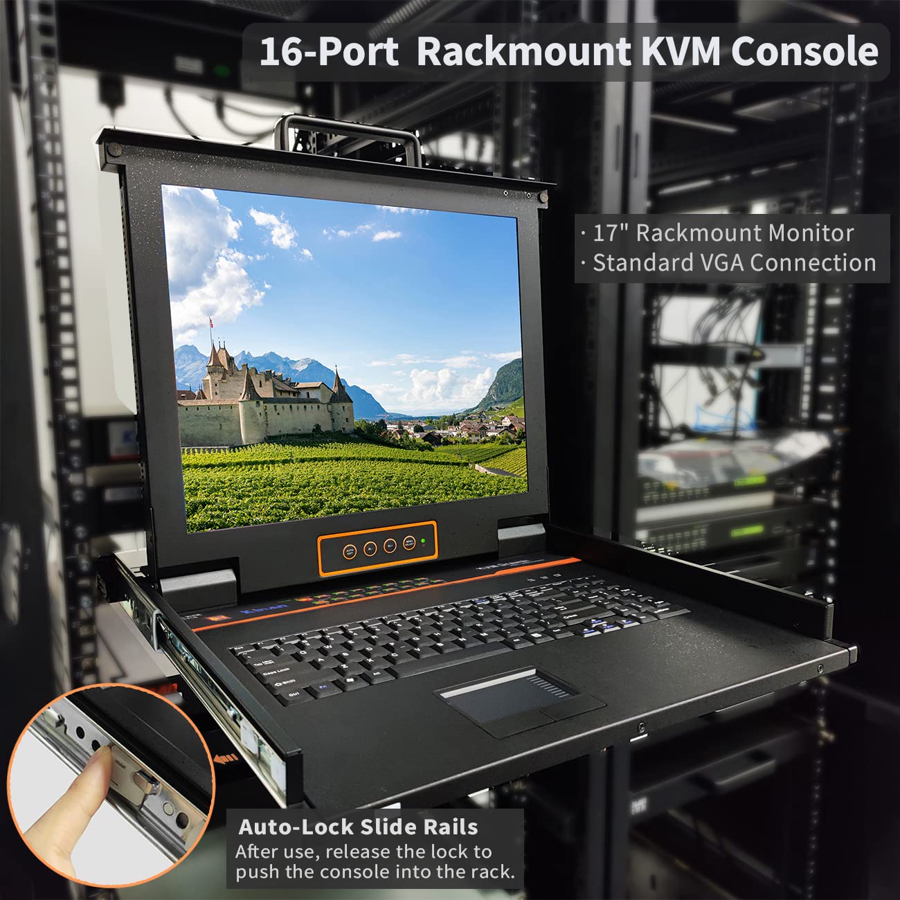 16 Port 17'' Display LCD KVM Switch - High Resolution, OSD