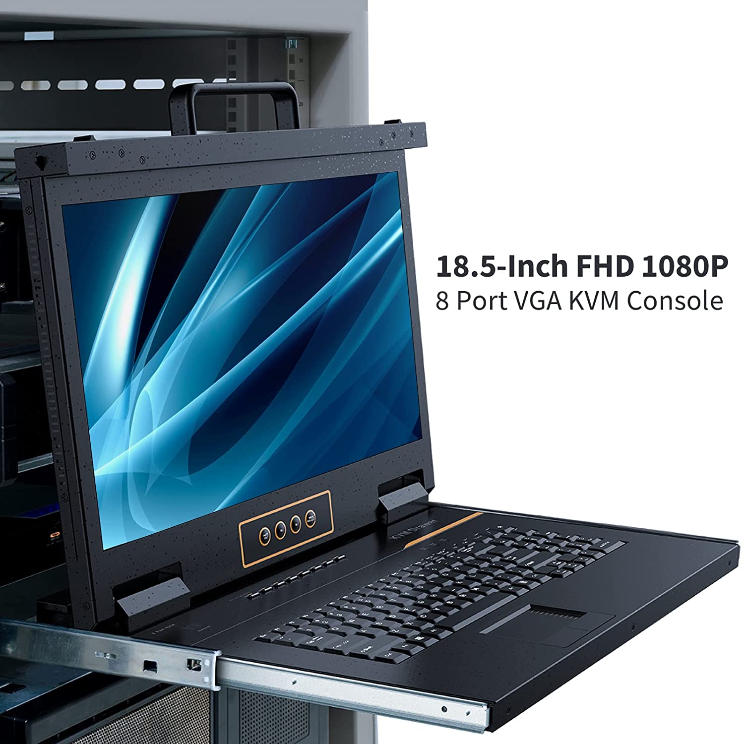 18.5" Rackmount LCD KVM Console - 1U , VGA, USB/PS2, Up To1366x768@60Hz