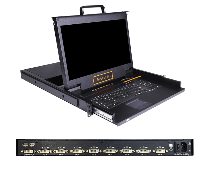 17.3" Rackmount FHD LCD KVM Console - 1U, DVI, Up To 1920 x 1080 @60 Hz