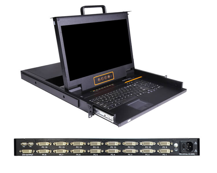 17.3" Rackmount FHD LCD KVM Console - 1U, DVI, Up To 1920 x 1080 @60 Hz
