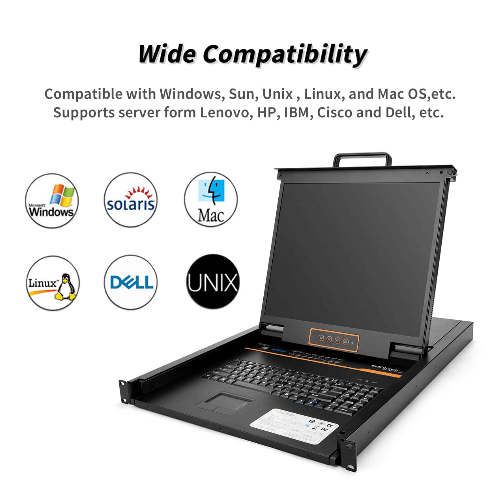19" Single Rail USB LCD KVM Console - 1U, VGA, Up To 1280x1024@60Hz