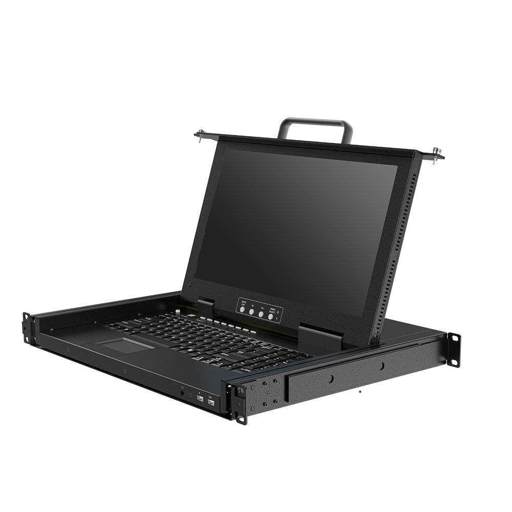 15.6" Short Depth Single Rail Rackmount LCD KVM Console - 1U , VGA, Up To 1920 x 1080 @60Hz