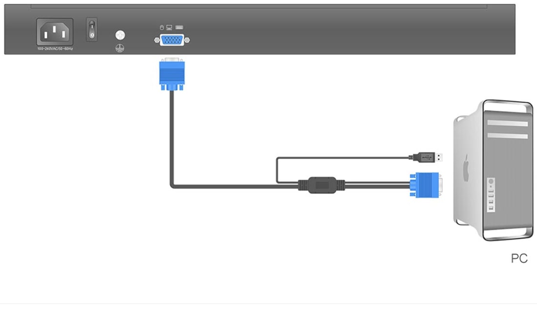 19" Rackmount LCD KVM Console Diagram