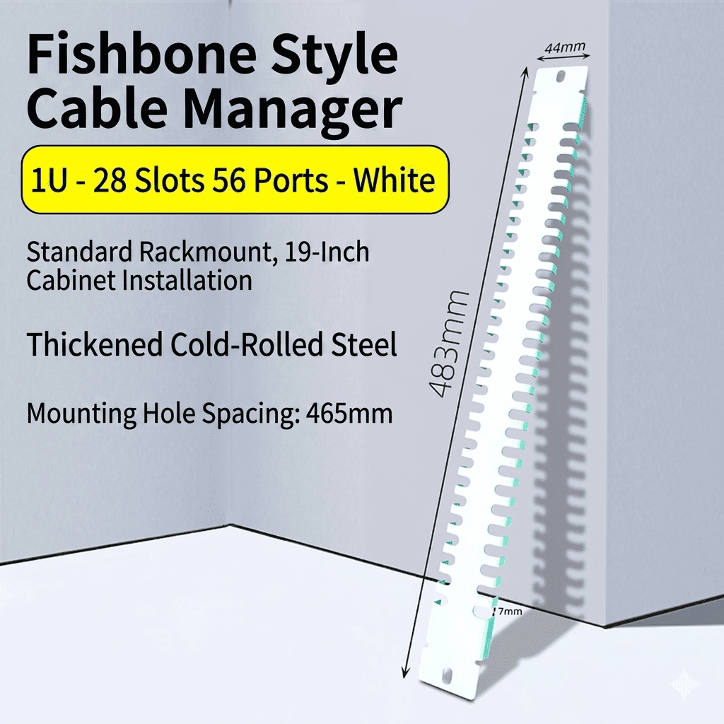 1U Finger Duct Cable Management Panel - Heavy Duty Cold-Rolled Steel