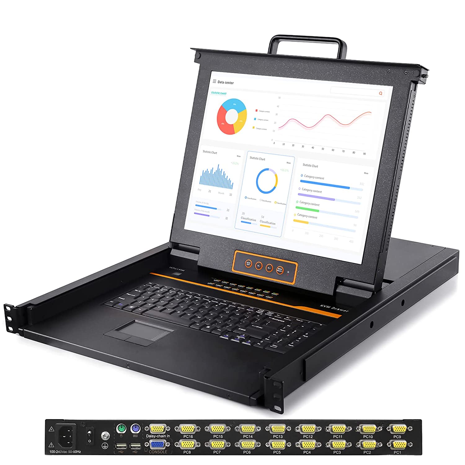 16 Port 17'' Display LCD KVM Switch - High Resolution, OSD