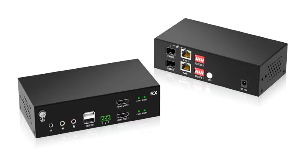 IP FHD Digital KVM Extender over Fiber/Cat5--Dual HDMI / USB2.0 / Audio / Rs232 /4K@30Hz