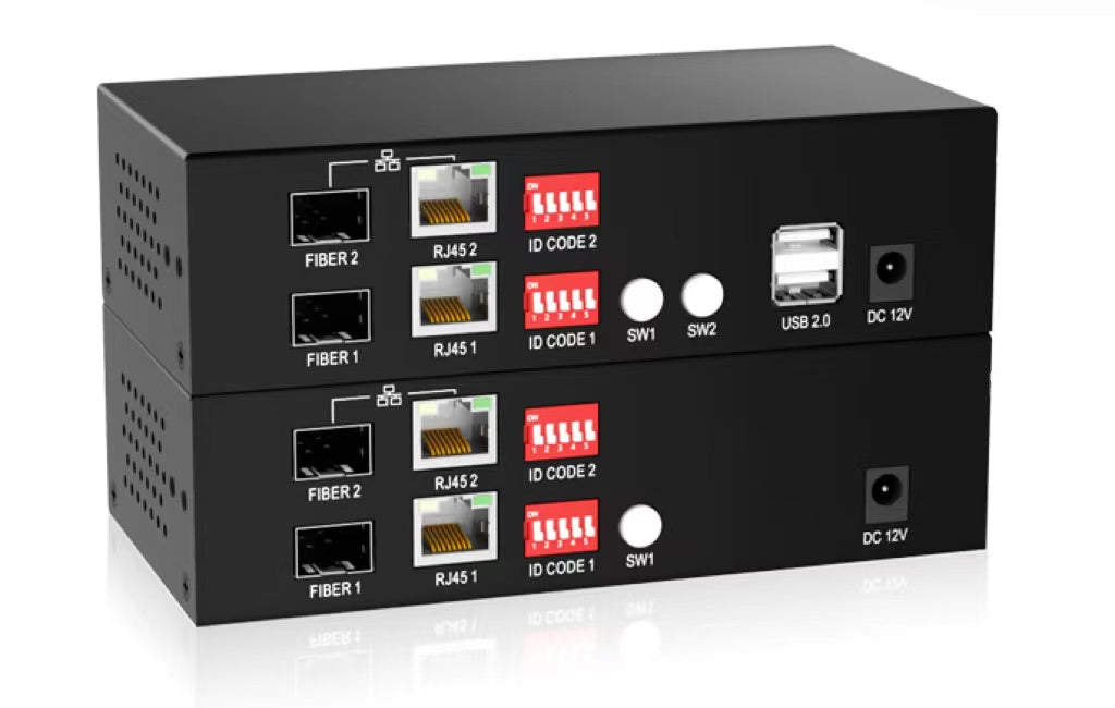 IP FHD Digital KVM Extender over Fiber/Cat5--Dual HDMI / USB2.0 / Audio / Rs232 /4K@30Hz