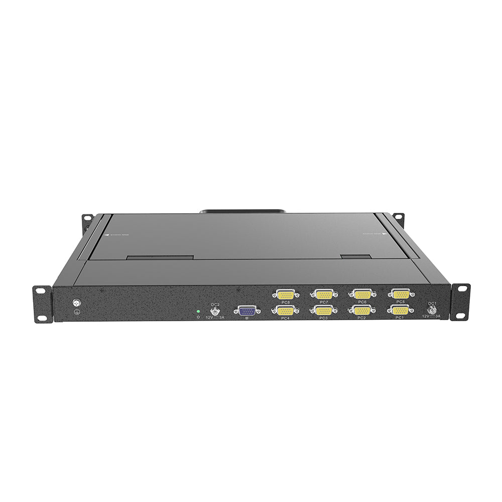 15.6" Short Depth Single Rail Rackmount  LCD KVM Console - 1U , VGA, Up To 1920 x 1080 @60Hz