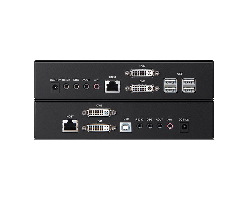 USB Dual DVI KVM Extender Over Cat5e or Cat6 Cable -100M